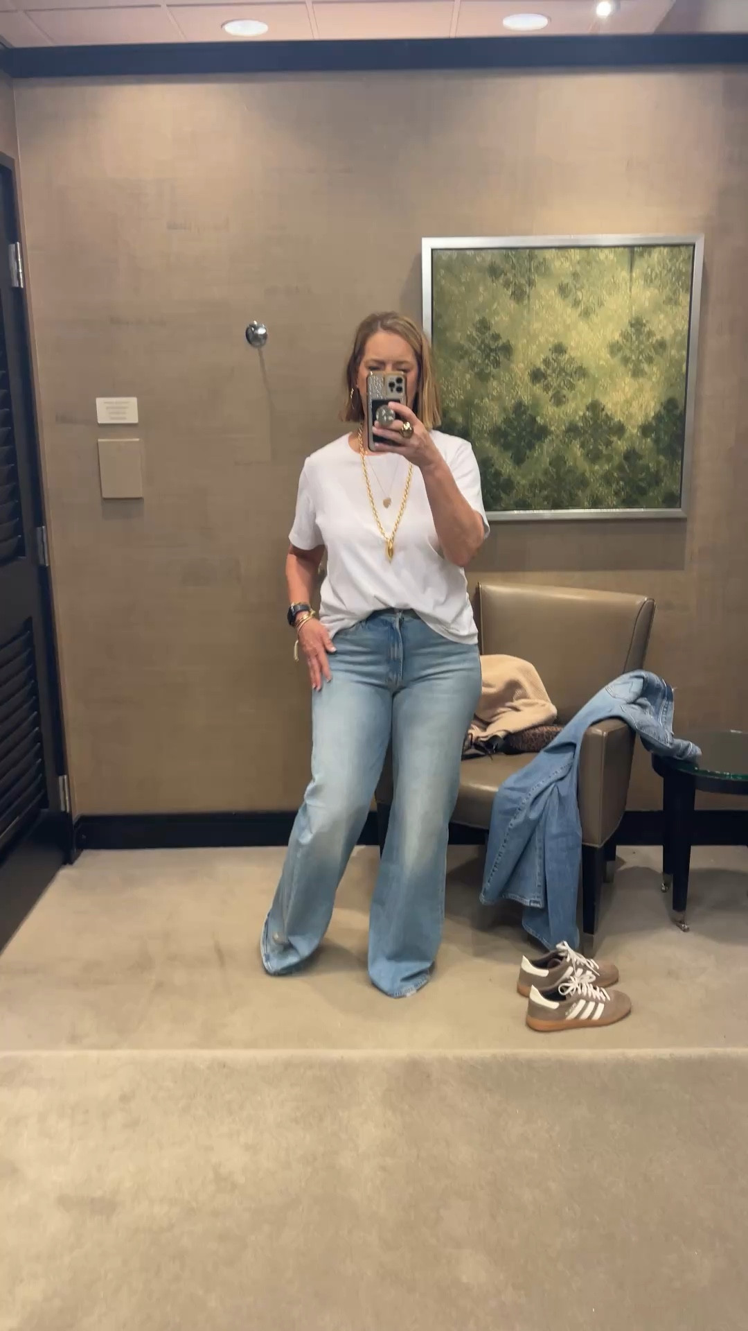 Spring denim that does it all 🤍

These are the MOTHER Hustler Roller Sneak in “I Confess” — a lighter wash that feels fresh for spring outfits but polished enough for business casual workwear.

They fit me true to size (I’m 5’6”) and are that perfect length to wear with heels or a medium heel sandal. Not overly stretchy — they hold their shape and give that premium denim structure we love. The subtle blue stitching on the back pocket makes them feel unique and elevated.

This wash is gorgeous for:
• date night outfits
• work outfits
• vacation outfits beach dinners
• resort wear 2026 vibes
• even a little rodeo outfit inspo moment with boots

They’re not super stretchy, which gives them that slimming, grown-up feel. A beautiful lighter denim that works with everything from crisp white tops to soft spring knits.

Modern midlife cool, but effortless.

Mother Denim
Mother Hustler Roller Sneak
Mother Denim I Confess
light wash jeans
spring denim
premium denim
designer jeans
high rise flare jeans
wide leg jeans
heel length jeans
jeans to wear with heels
structured denim
true to size jeans
Nordstrom denim
Nordstrom jeans
spring outfits
spring style 2026
date night outfits
work outfits women
business casual workwear
vacation outfits beach
resort wear 2026
rodeo outfit inspo
chic everyday style
modern midlife style
over 50 fashion
women over 50 style
elevated casual
quiet luxury style
minimal chic
blue stitching detail
premium basics
closet staple jeans
capsule wardrobe denim
designer denim women
classic flare jeans
light wash flare
trending denim 2026
midlife fashion
everyday elevated
spring capsule wardrobe
dressy casual jeans
heels and jeans outfit
white top and jeans
spring layering
plus size fashion inspiration
spring dresses alternative
luxury casual
effortless chic
LTK denim
Nordstrom new arrivals



#LTKSeasonal #LTKstyletip #LTKover40