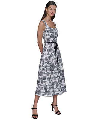 KARL LAGERFELD PARIS Women's Toile Square-Neck Dress - Macy's | Macy's