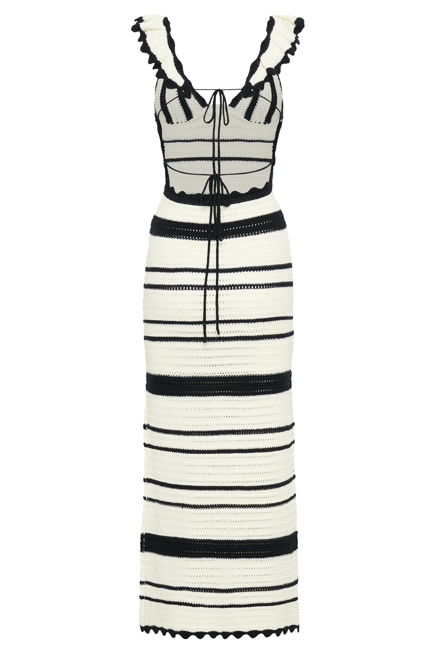 Perpetua Knit Contrast Maxi Dress - Black And White | MESHKI US