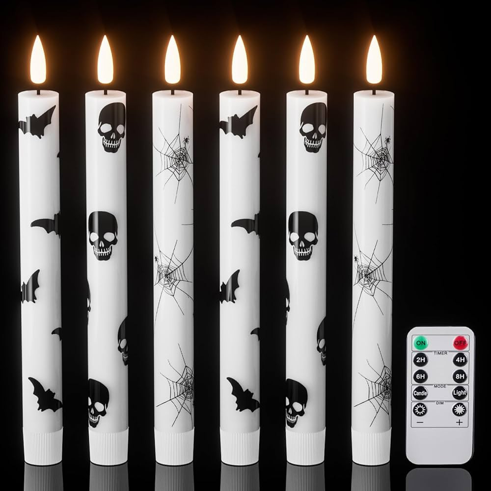 DRomance Halloween Flameless Taper Candles Battery Operated with Remote and Timer, 3D Wick Flicke... | Amazon (US)