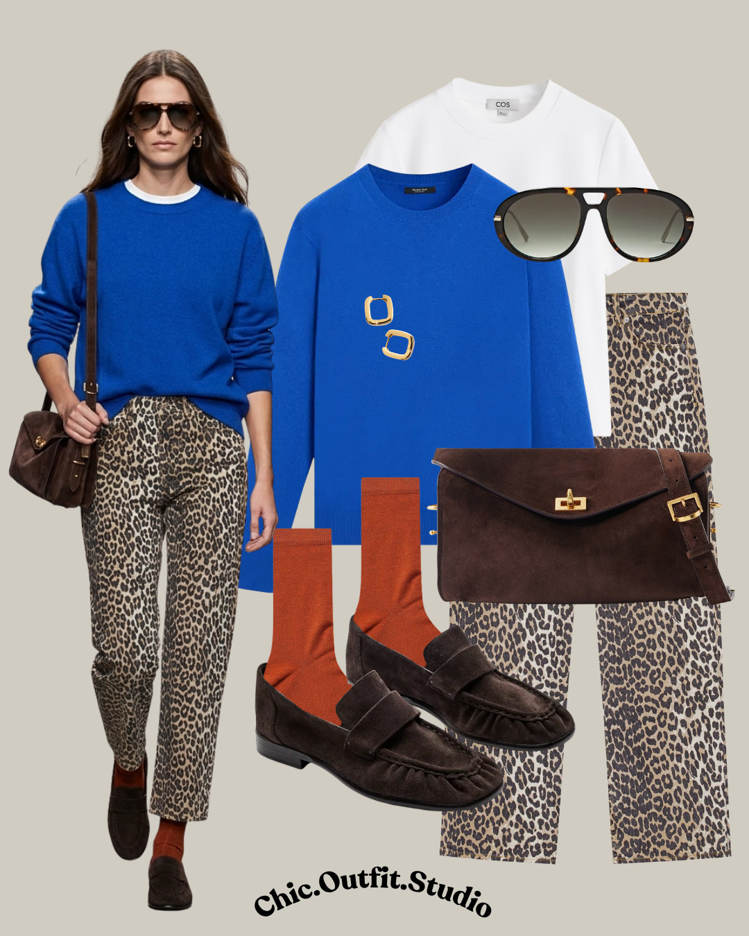 💙 Cobalt Blue Sweater + Leopard Pants

✨A bold cobalt blue sweater paired with leopard-print jeans creates a chic fall statement outfit that balances color and pattern while keeping the silhouette classic. A crisp white tee layered underneath, rich brown loafers, and a structured suede shoulder bag ground the look with warm autumnal tones. 

✨Perfect for creative office days, lunches, coffee dates, shopping days, weekend plans, or casual dinners. An easy way to make leopard print feel polished and wearable for everyday fall dressing.

✨Tags: blue sweater leopard pants outfit, cobalt blue outfit women, leopard print pants outfit, fall statement outfit women, leopard trousers outfit, fall workwear outfit women, blue sweater outfit women, brown loafers outfit, colorful fall outfit, elevated casual style, European style outfit, chic fall outfit women, autumn capsule wardrobe, patterned pants outfit women, classic fall fashion, everyday fall outfit 

 #LTKootd #LTKSeasonal #LTKOver40

#LTKautumn #LTKbag #LTKshoes
