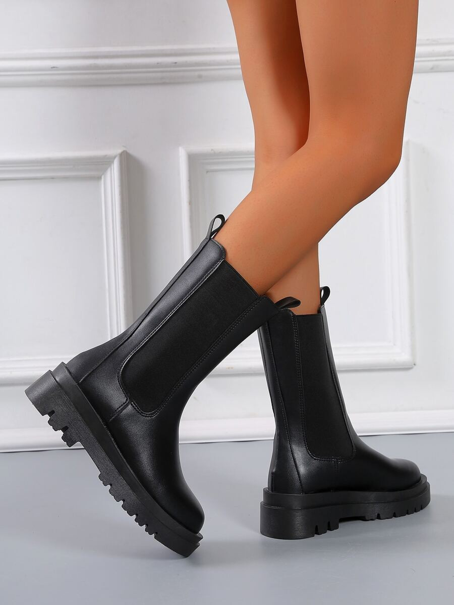 Minimalist Slip On Mid Calf Boots | SHEIN