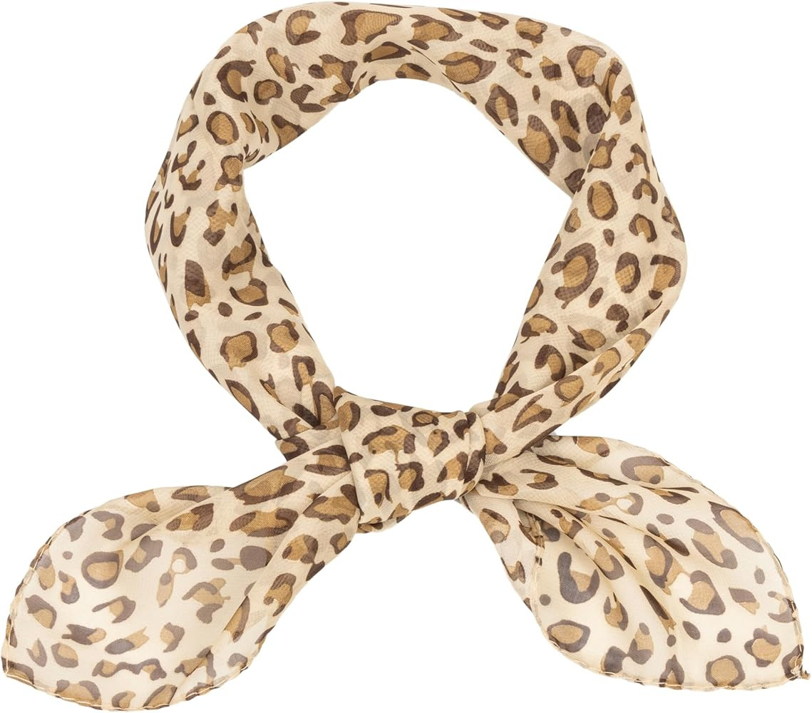 Women Leopard Scarf Lightweight Chiffon Square Scarf for Spring Summer Season Neck Scarves Leopar... | Amazon (US)