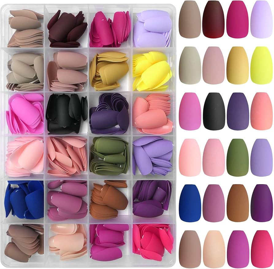 LoveOurHome 576pc Short Press on Nials Matte Coffin Fake Nails Full Cover Colored Artificial Fing... | Amazon (US)