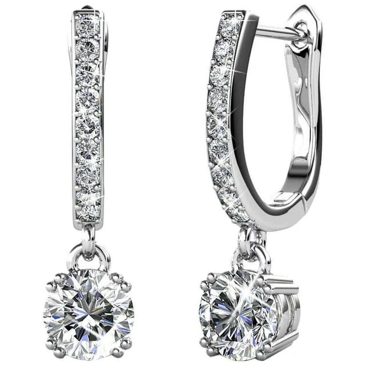 Cate & Chloe McKenzie 18k White Gold Plated Silver Drop Dangle Earrings | Women's Earrings with C... | Walmart (US)