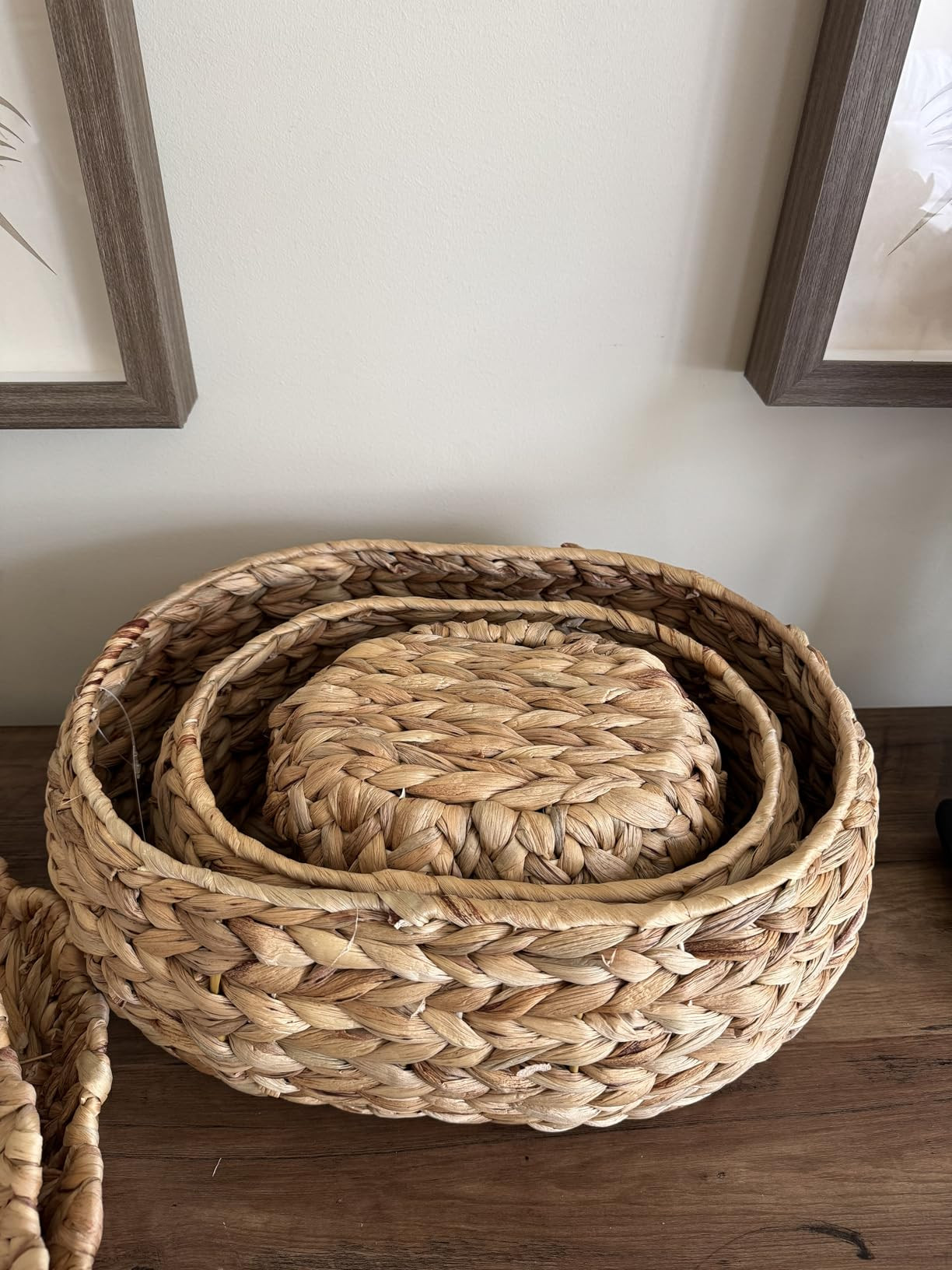 Set of 3 Wicker Storage Baskets with Lid - Decorative Handwoven Rattan Baskets for Organizing, Sm... | Amazon (US)