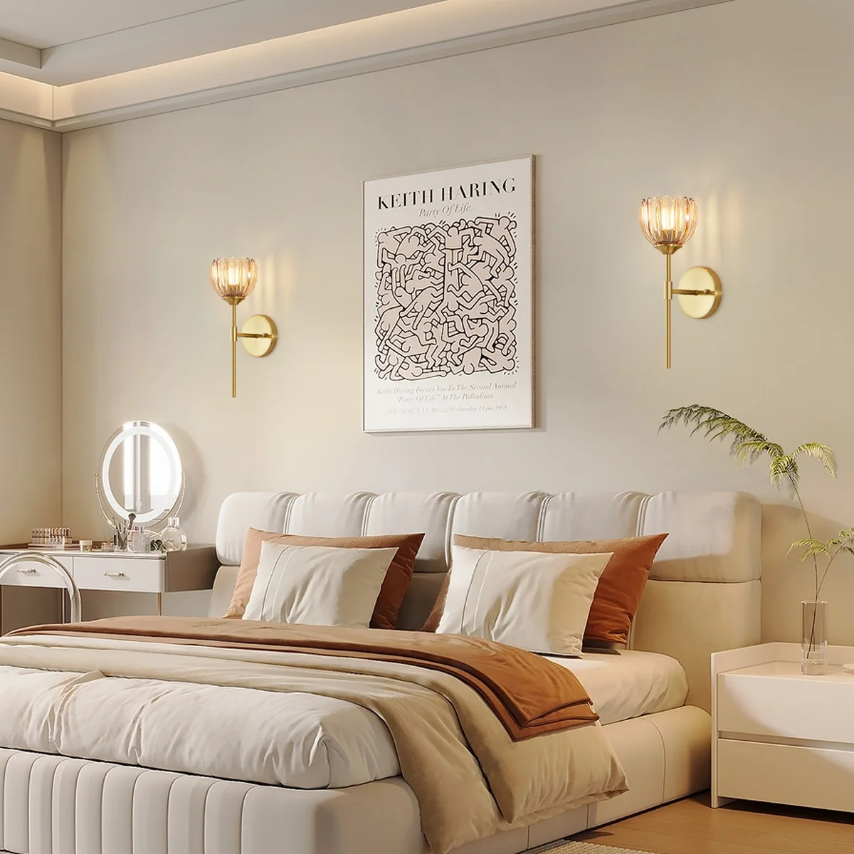 Acree Iron Armed Wall Sconce With Tulip Glass Lampshade | Wayfair North America