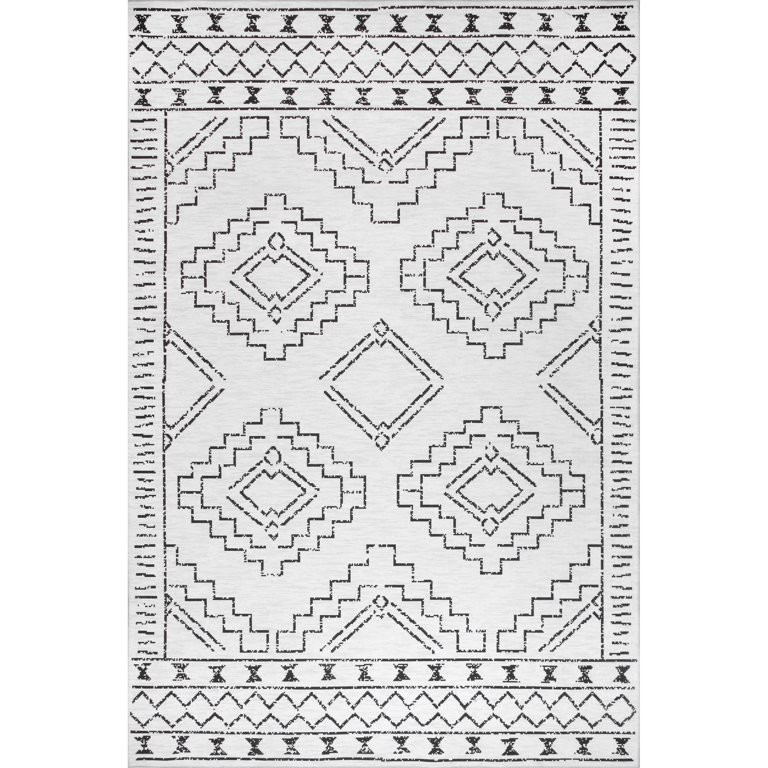 nuLOOM Noa Machine Washable Tribal Moroccan Area Rug, 5' x 8', White | Walmart (US)