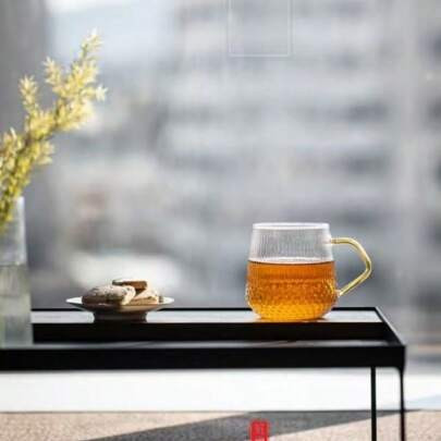 1pc Hammered Texture Large Capacity Glass Cup, Breakfast/Milk/Coffee Cup | SHEIN