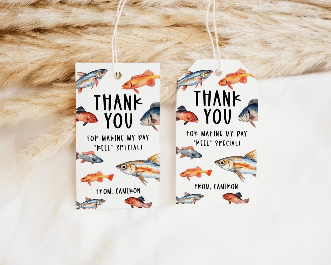 Fishing Birthday Thank You Tag Thank You Party Favor Tag Printable Template, Fishing Theme Party ... | Etsy (Global)