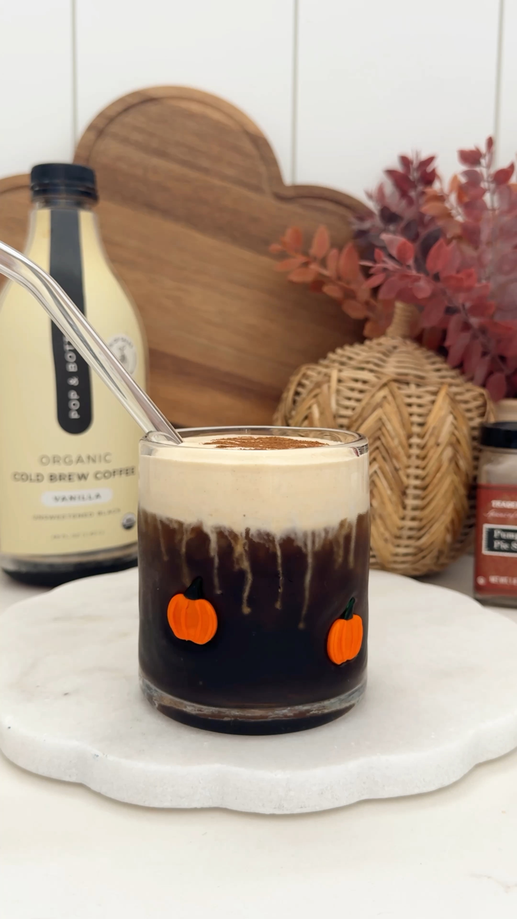 Linking these cute pumpkin glasses plus more options here! Who’s ready for a pumpkin cream cold brew?! I couldn’t wait any longer. The perfect late summer/early fall coffee drink. They’re so simple to make. I’ve been loving this pop & bottle cold brew lately from Target but use which ever cold brew you like! Here’s how to make it: 

Pour your cold brew over ice and add a splash of vanilla syrup. In a separate glass, add 1/4 c heavy whipping cream, 1 tbl pumpkin puree, a splash of vanilla syrup or simple syrup, a dash of pumpkin pie seasoning and cinnamon. Blend together till a cold foam forms (not too much so it turns in to whipped cream!). Then pour over your cold brew and top with some more cinnamon. It’s seriously so good and so easy! Let me know if you make it! 


#LTKSeasonal #LTKVideo #LTKHome