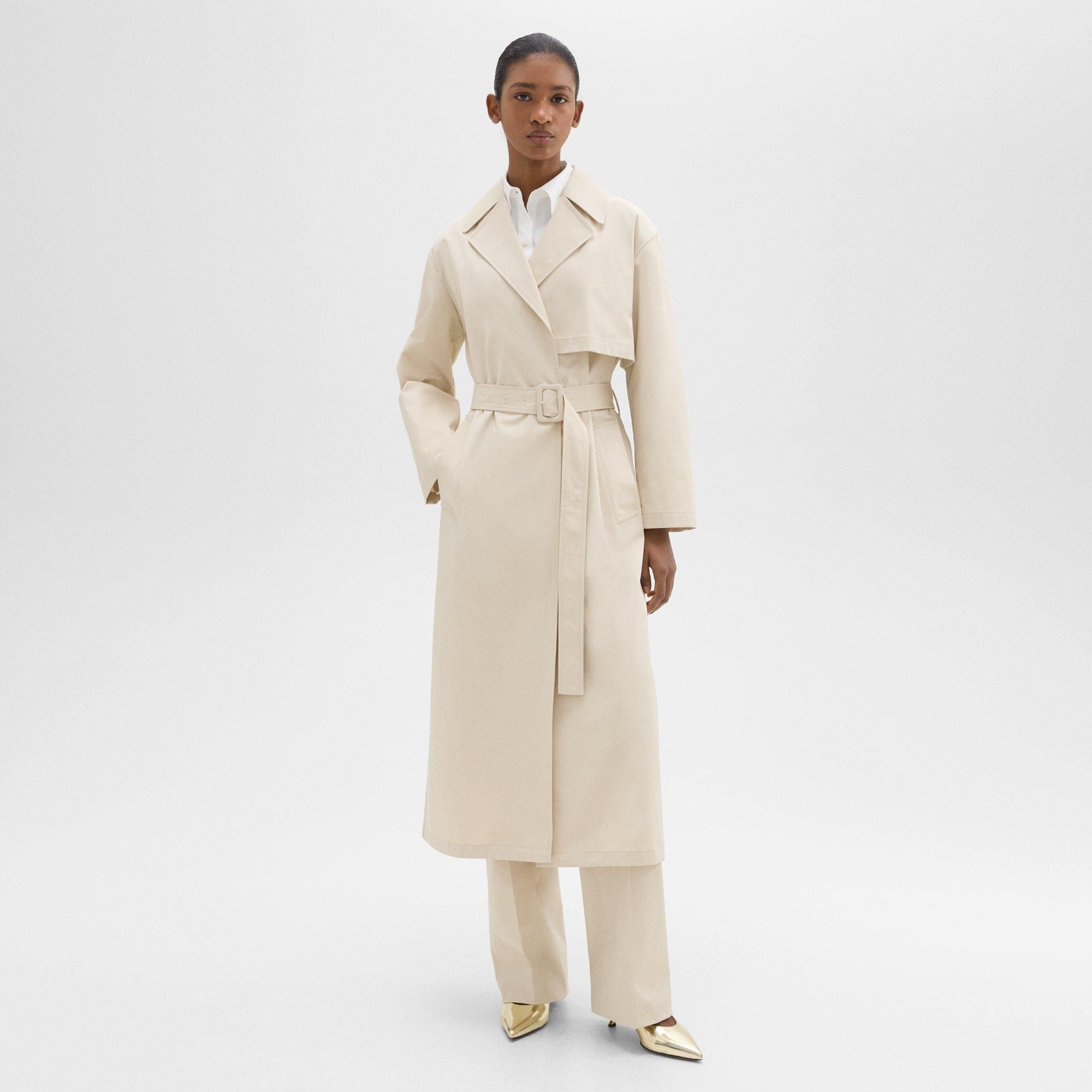 Wrap Trench Coat in Organic Cotton | Theory
