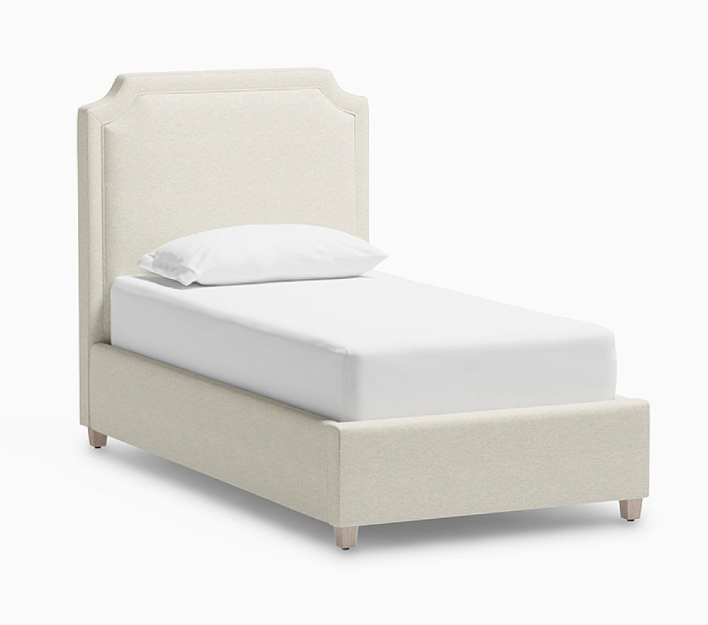 Ava Upholstered Storage Bed Twin Performance Recycled Boucle Oatmeal | Pottery Barn Kids