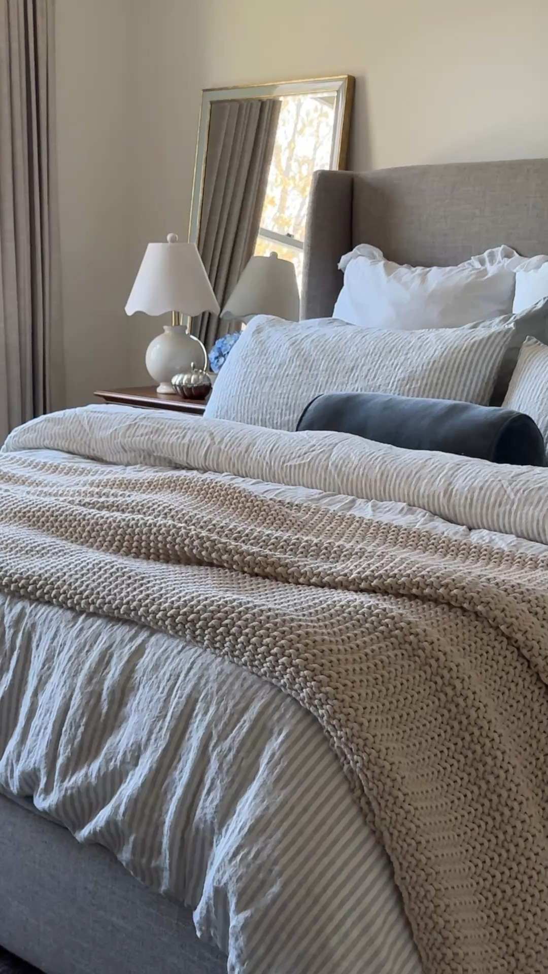 Dusty blue striped linen bedding all summer 🩵 throw a knit blanket on for cozy layers 

#target #bedding #bedroom

#LTKgrwm #LTKmorningroutine #LTKHome