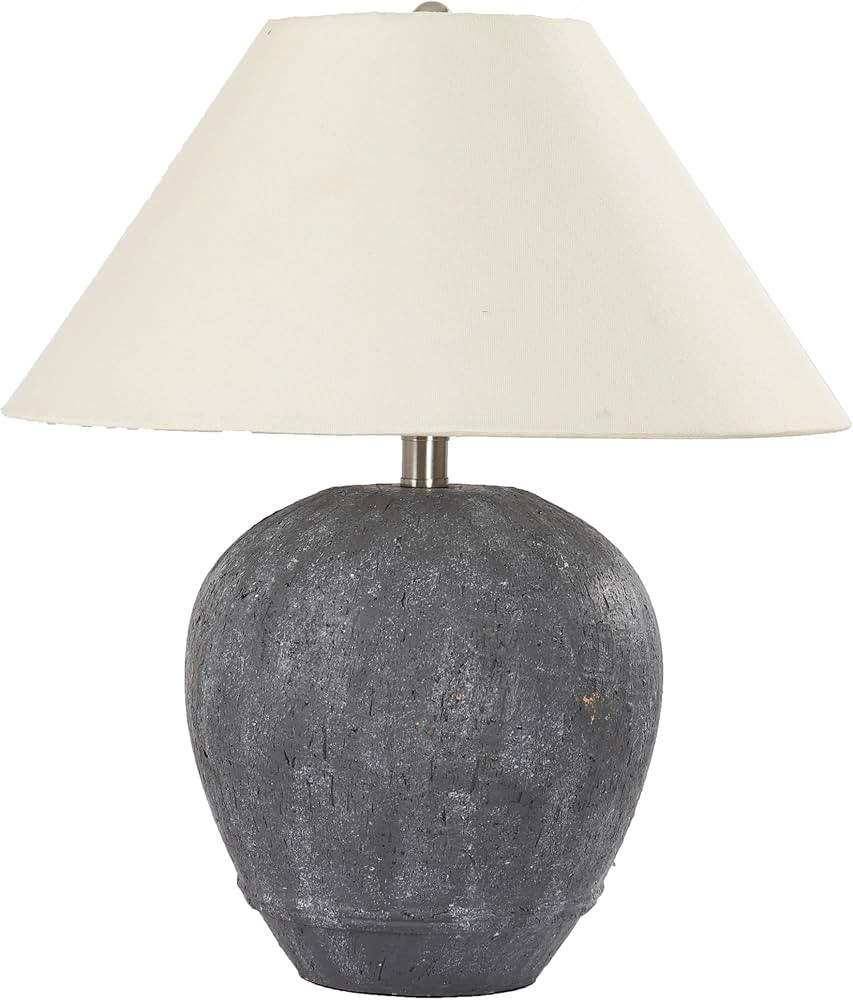 Pia Ricco 21'' Large Gray Base Ceramic Basin Table Lamp for Bedroom, Living Room, Dining Room, Of... | Amazon (US)