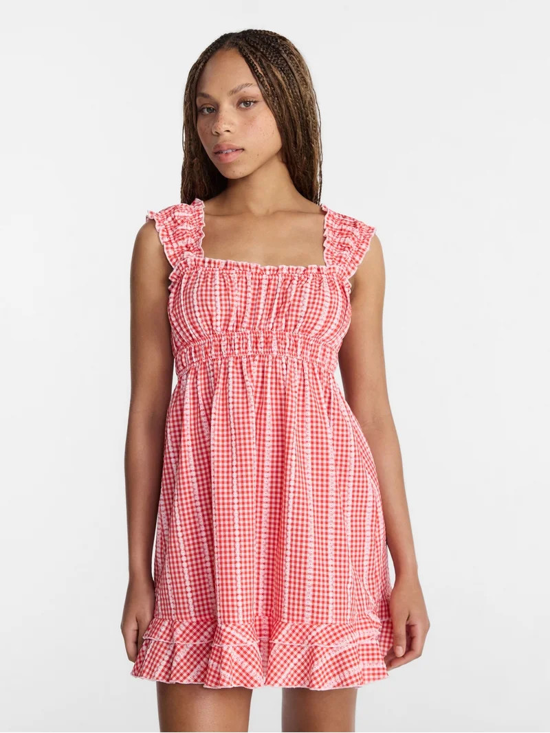 No Boundaries Empire Waist Dress with Cap Sleeves, Women's XXS-XXL | Walmart (US)