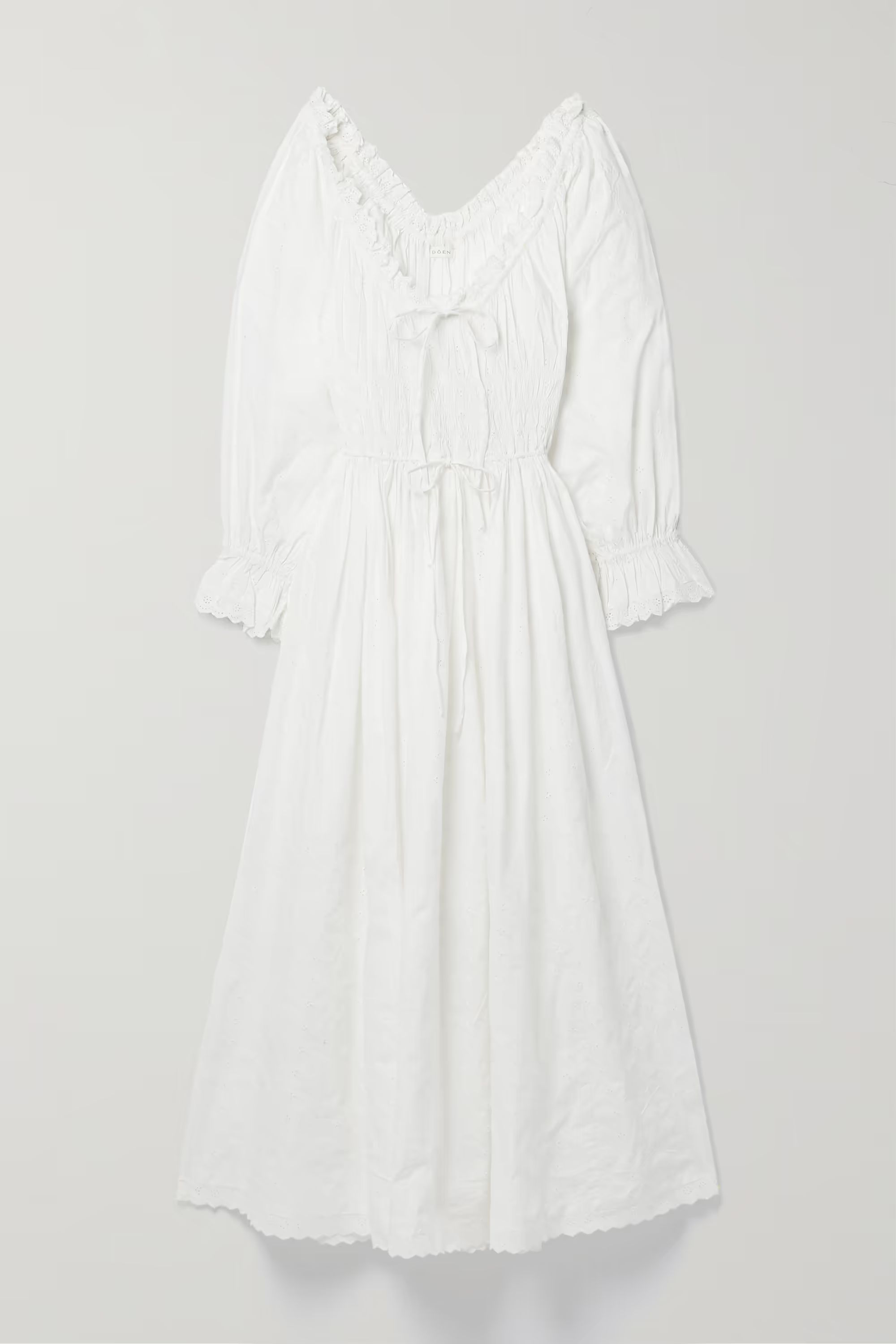 + NET SUSTAIN Isolde shirred broderie anglaise organic cotton-poplin midi dress | NET-A-PORTER (UK & EU)