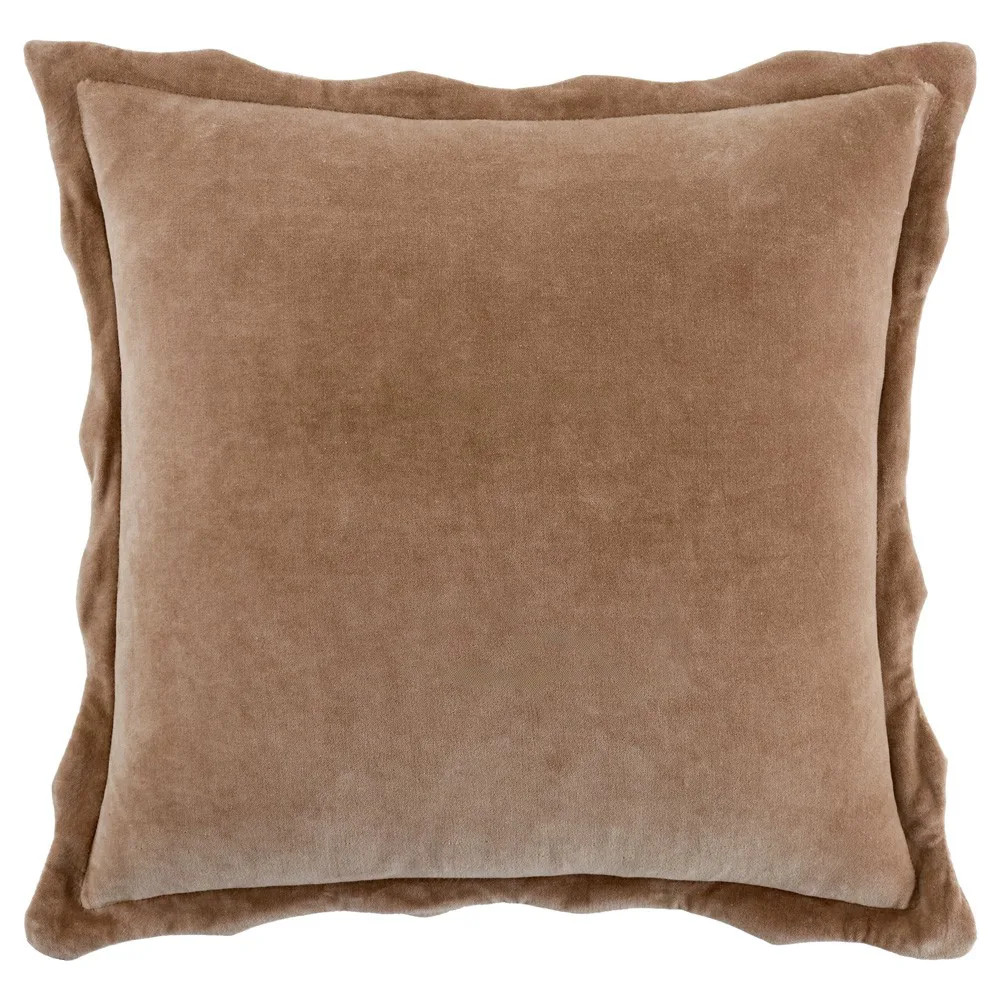Stella French Country Brown Cotton Scallop Throw Pillow - 22x22 | Kathy Kuo Home