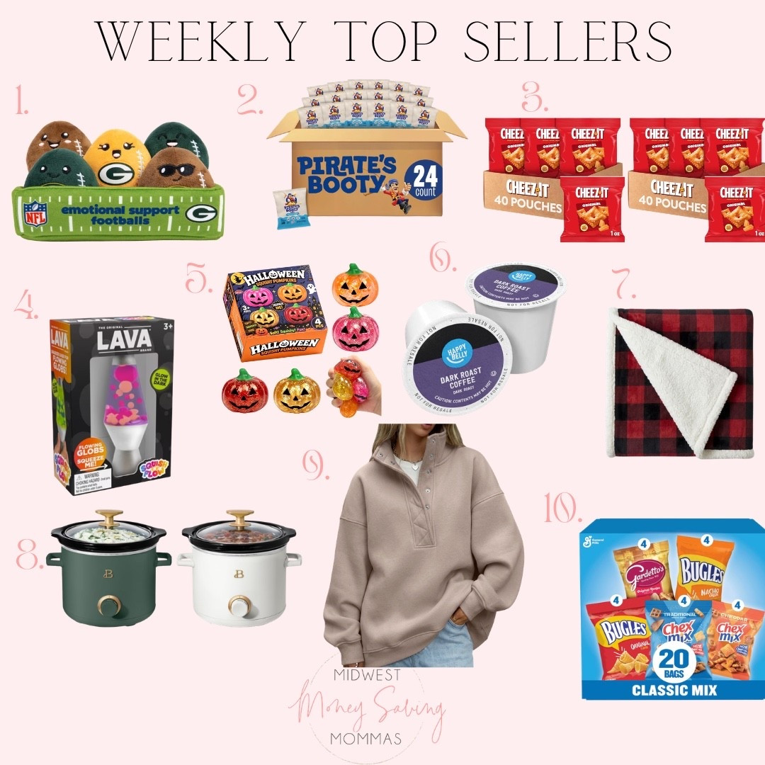 Weekly top sellers 

Best sellers  snacks  sweatshirts coffee toys squishy toys

#LTKSeasonal #LTKHome #LTKmomlife