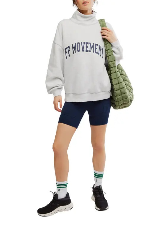 Free People FP Movement Victory Sweatshirt & Shorts Set in Heather Grey/midnigh at Nordstrom, Size X-Large | Nordstrom