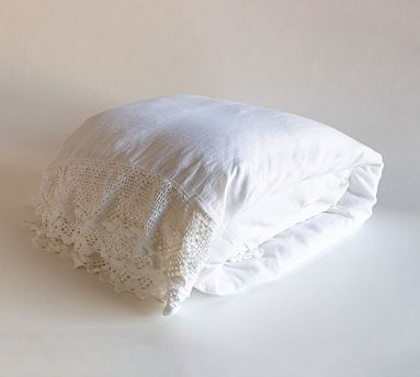 Daisy Linen Crochet Trim Duvet Cover & Shams | GreenRow