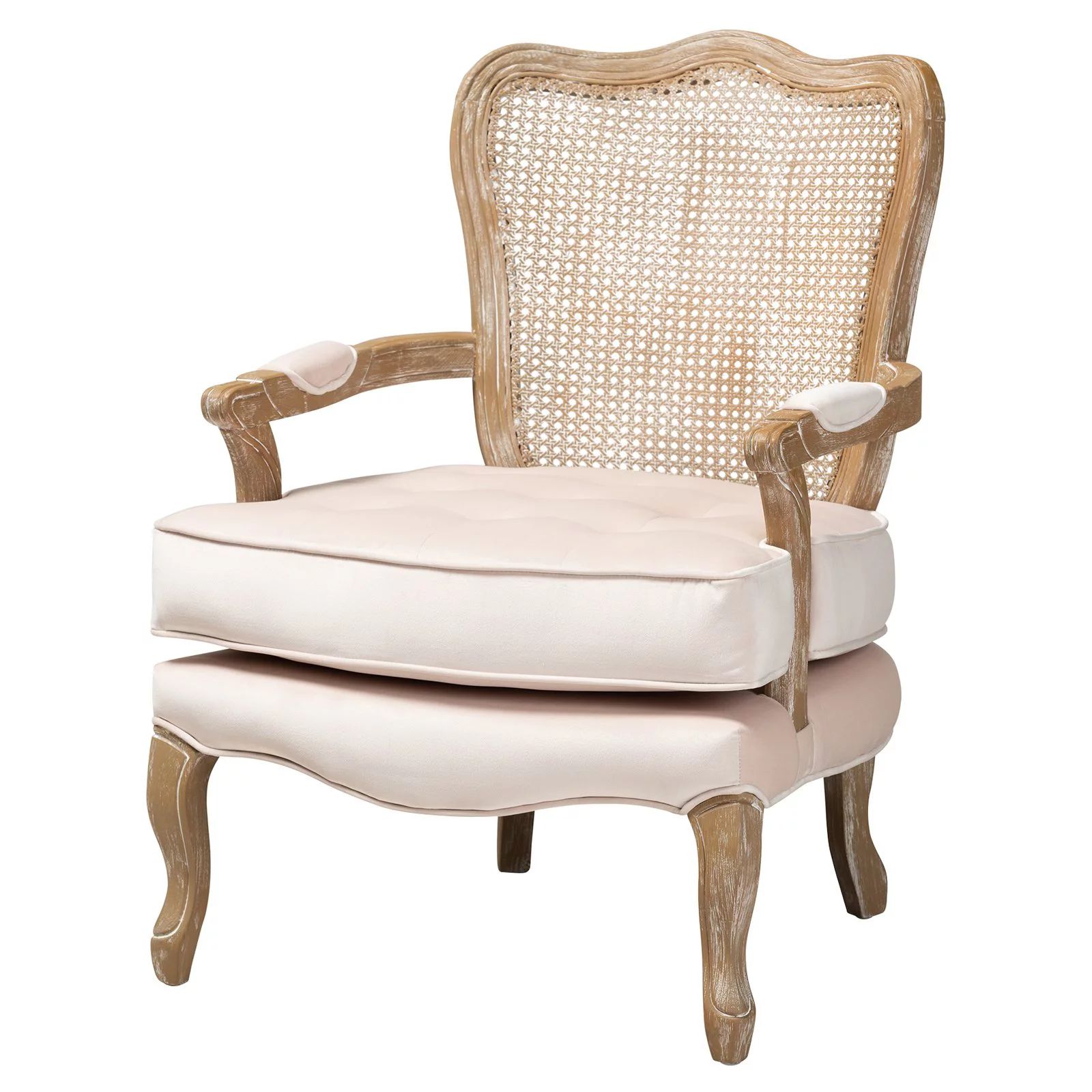 Baxton Studio Vallea Traditional French Provincial Upholstered Wood Armchair | Walmart (US)