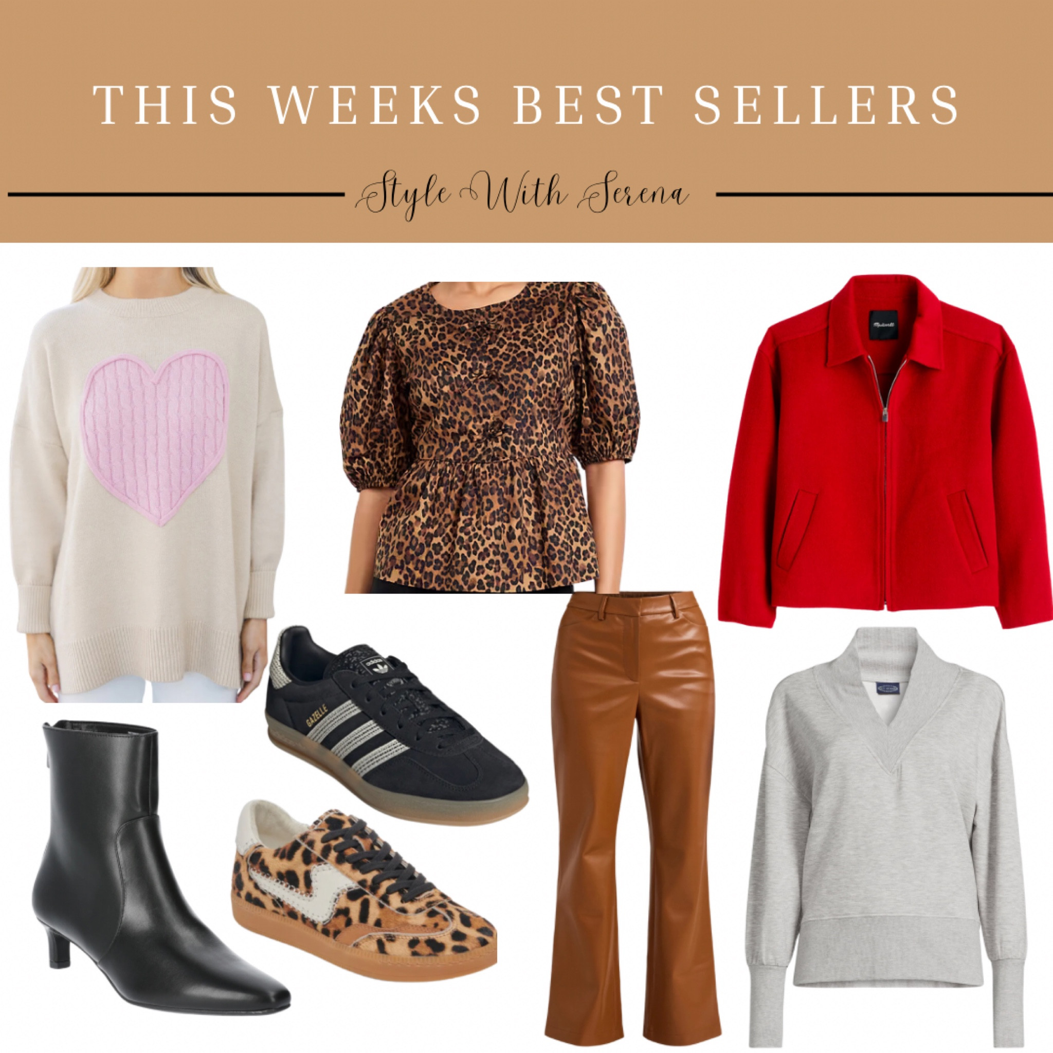 This weeks best seller, best selling items, sweater, jacket, leather pants, sneakers, booties, heart sweater, Walmart fashion 

#LTKSeasonal #LTKOver40 #LTKStyleTip