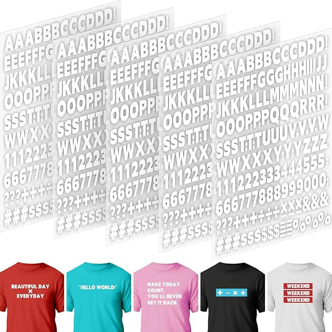 5 Sheets 830 Pieces Iron on Letters and Numbers for Clothing, 1 Inch Iron on Vinyl Letters with A... | Amazon (US)