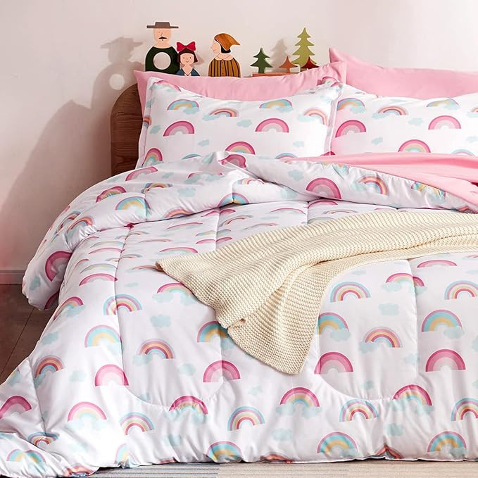 SLEEP ZONE Kids Rainbow Bedding Twin Comforter Set - Super Soft & Cute Printed 2-Piece Comforter ... | Amazon (US)