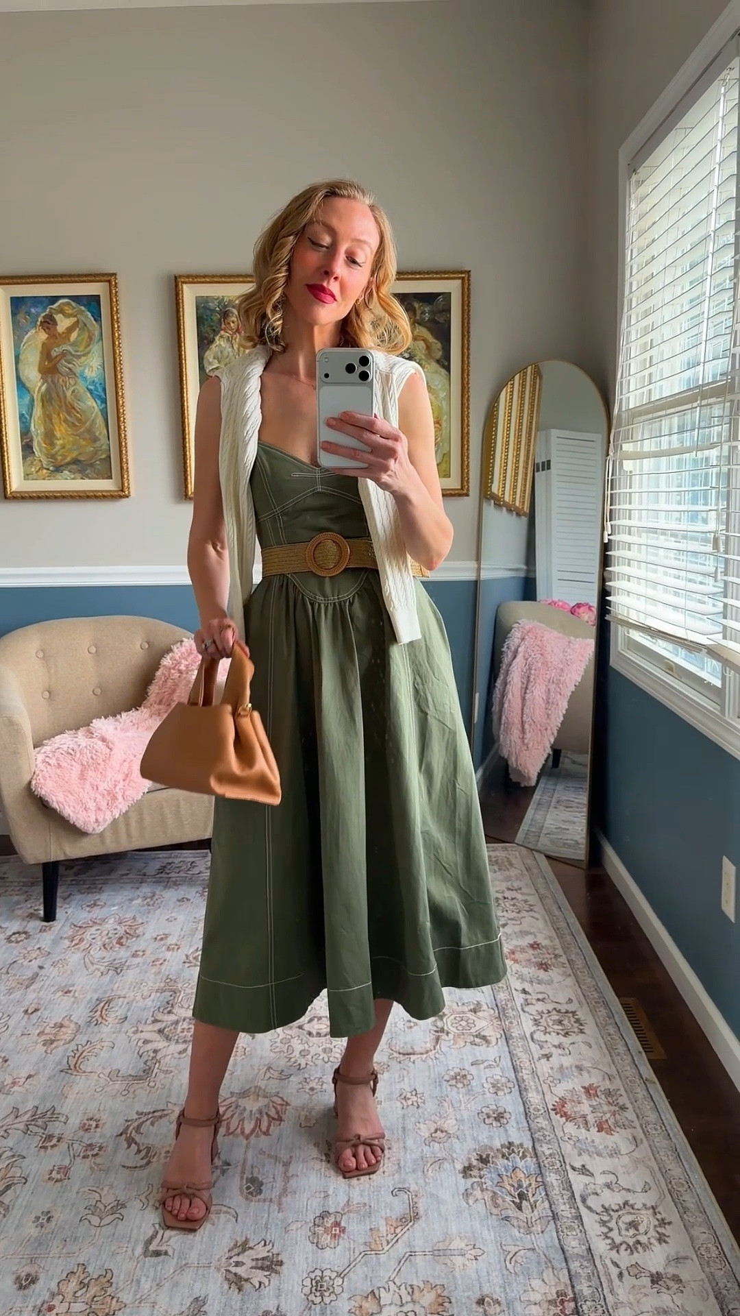 Date night, styled simply.

Olive midi dress with a defined waist
Lightweight knit layered over the shoulders
Neutral heels + structured mini bag

This is one of those outfits that does the work for you — polished, feminine, and easy without overthinking it.

#LTKgrwm #LTKOver40 #LTKootd