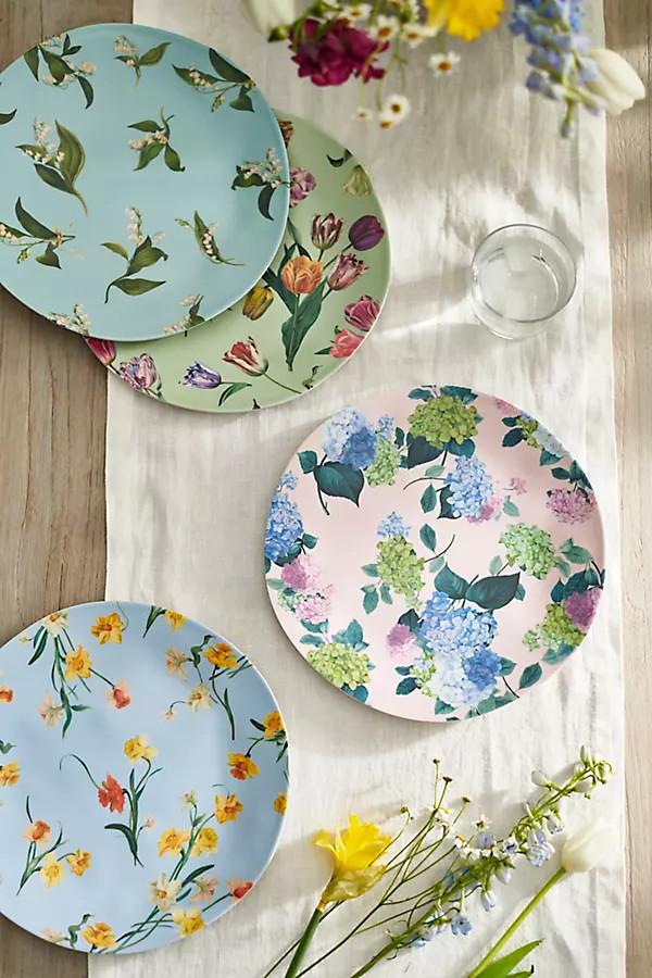 Floral Melamine Dinner Plates, Set of 4 | Anthropologie (US)