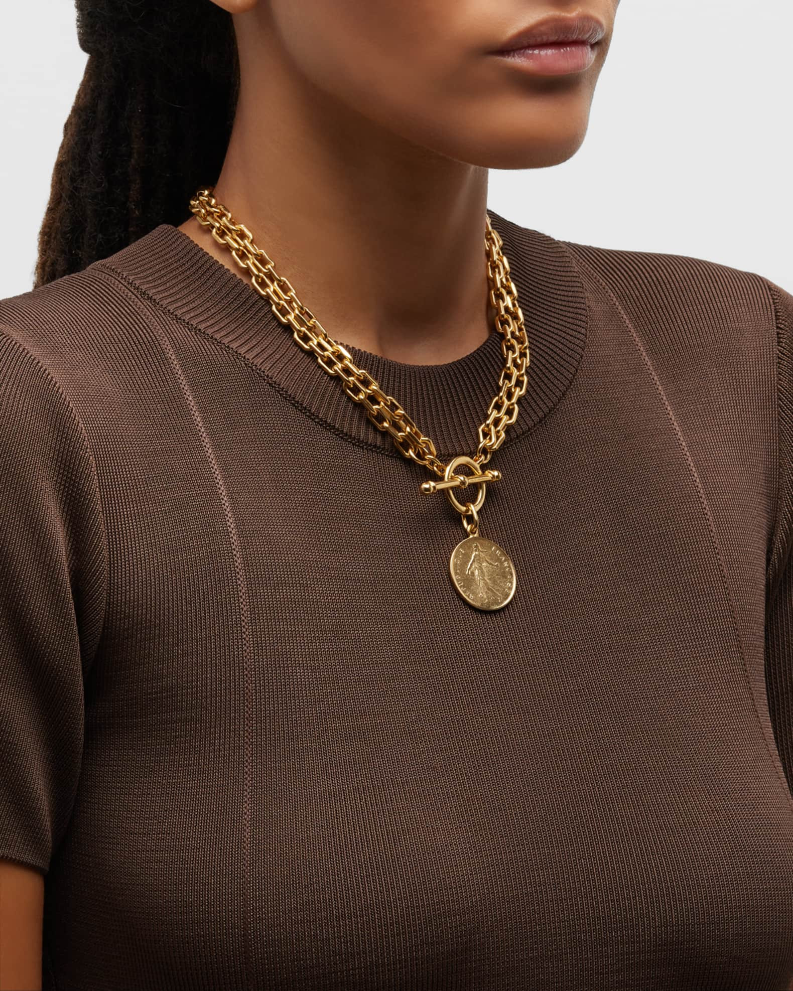 24k Gold Electroplated Gold Toggle Coin Necklace | Neiman Marcus