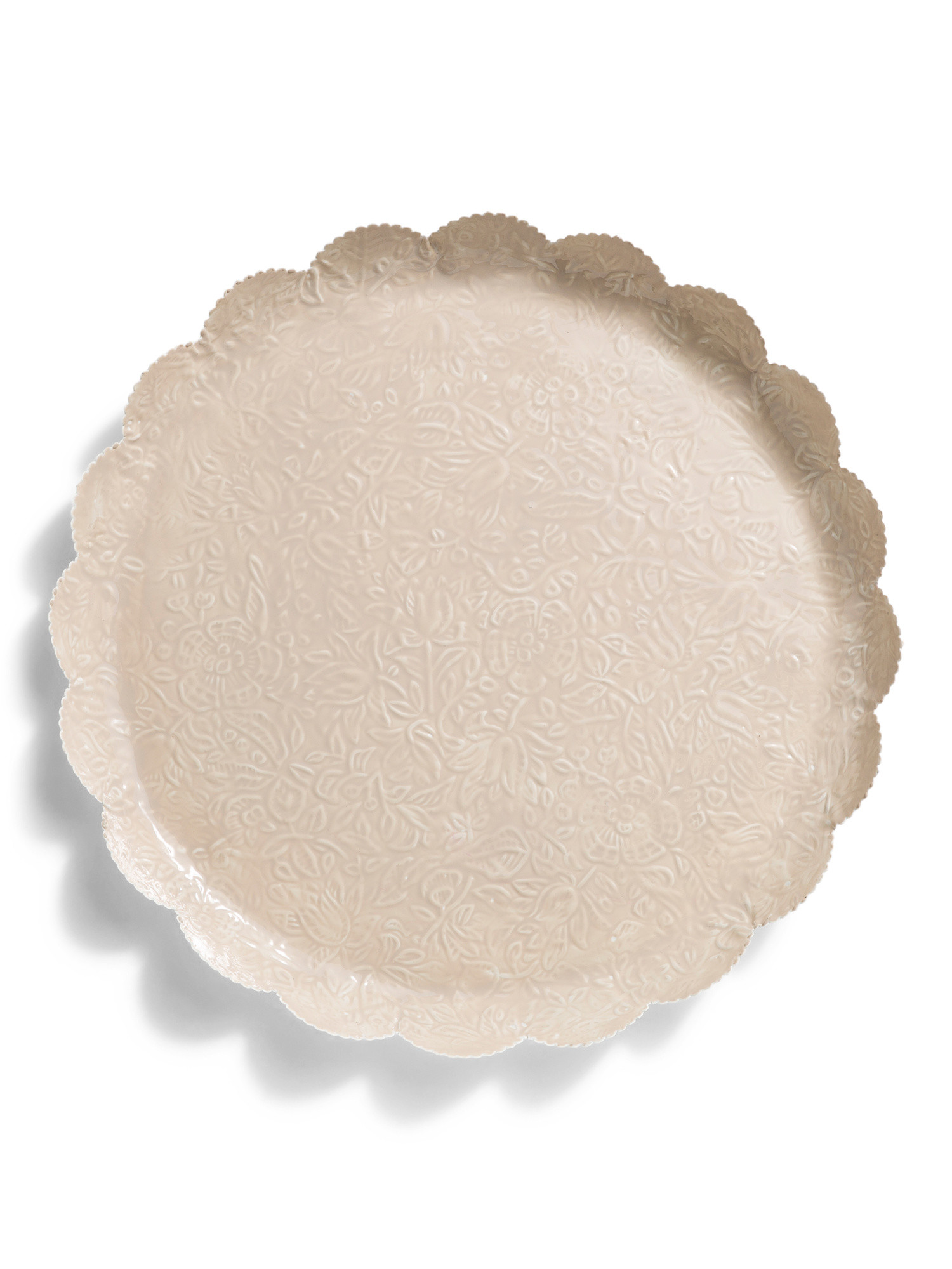 19.5in Mallaw Embossed Enamel Scalloped Edge Tray | TJ Maxx