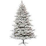 Vickerman 7.5' x 60" Flocked Kiana Full Artificial Prelit Christmas Tree, Dura-Lit Warm White Mini L | Amazon (US)