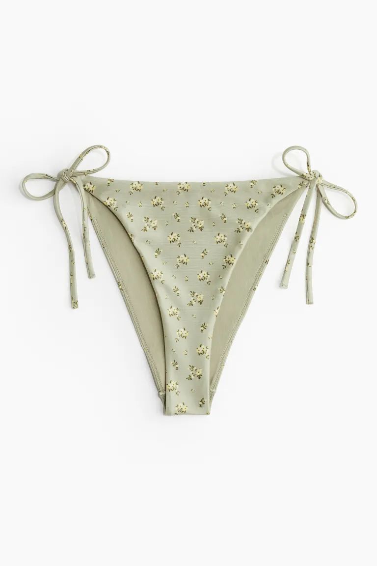 Tie Bikini Bottoms - Dusty green/floral - Ladies | H&M US | H&M (US + CA)