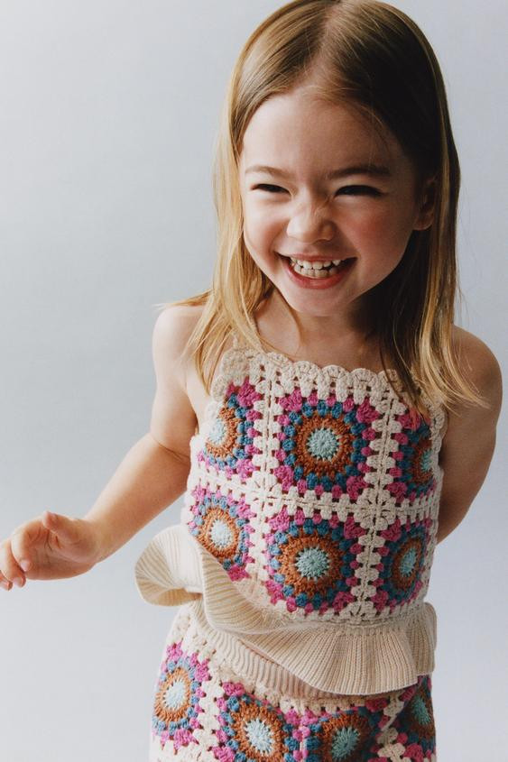 RUFFLED CROCHET KNIT TOP | Zara US