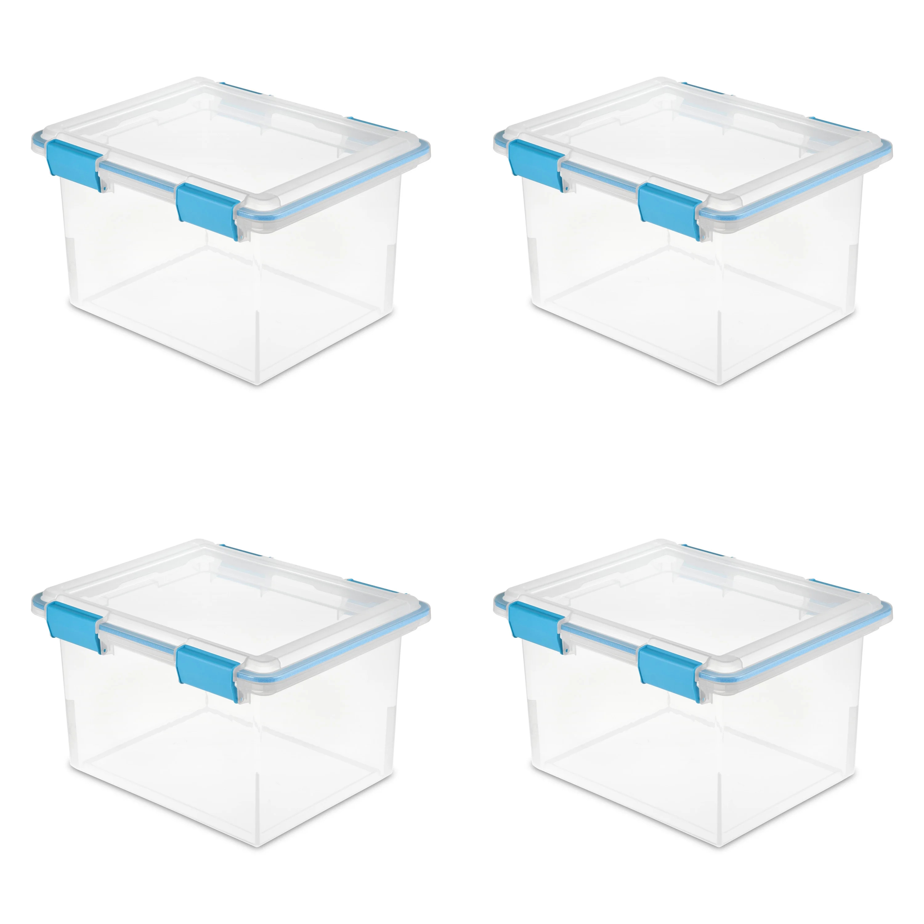 Sterilite 32 Qt Gasket Box Clear Base and Lid Blue Aquarium Set of 4 - Walmart.com | Walmart (US)