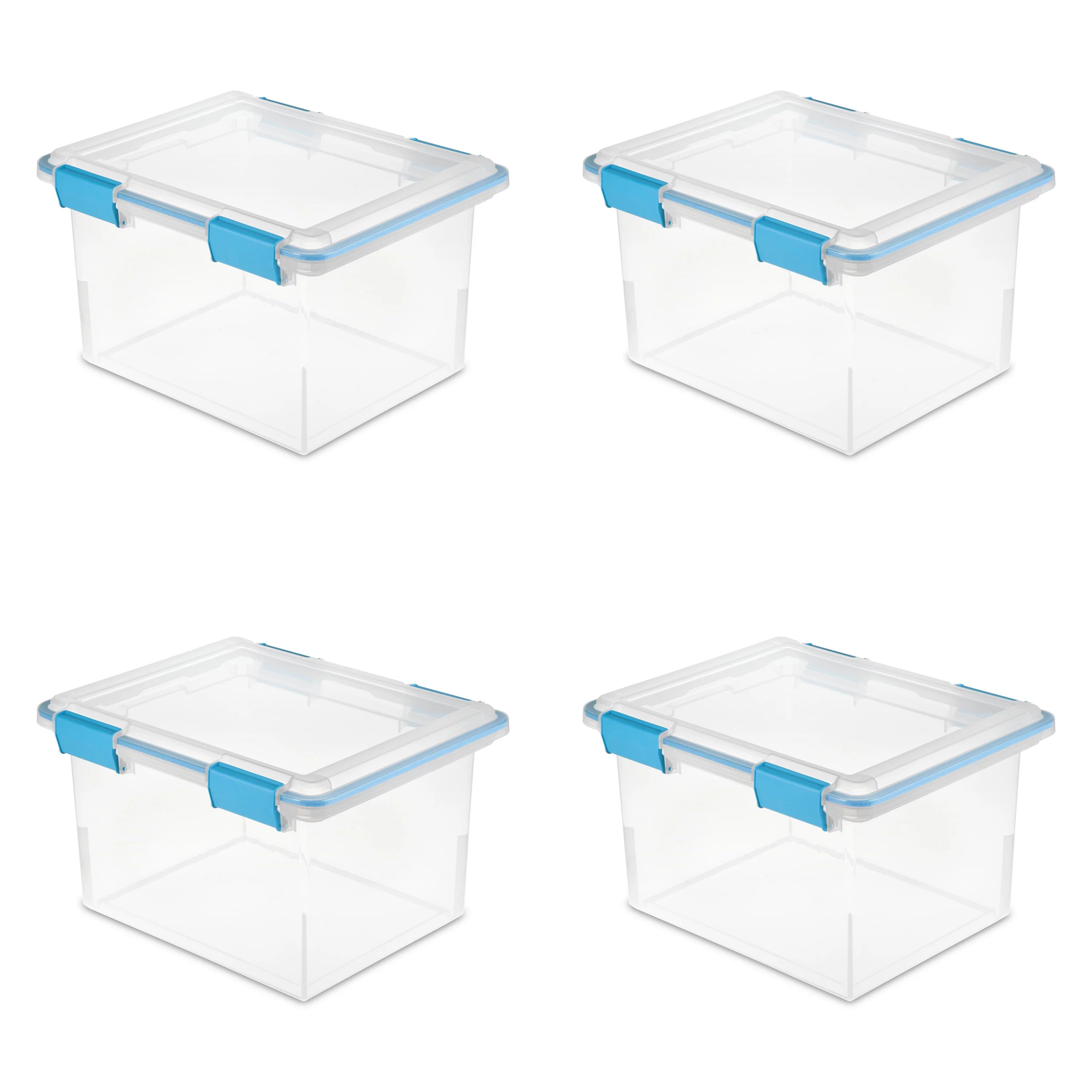Sterilite 32 Qt Gasket Box Clear Base and Lid Blue Aquarium Set of 4 | Walmart (US)