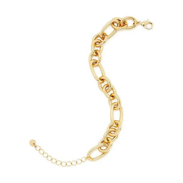 Scoop Womens 14Kt Gold Flash-Plated Link Bracelet, 7.5 + 2" Extender | Walmart (US)
