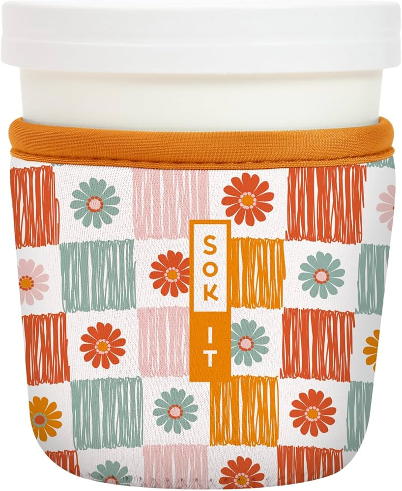Sok It IceCreamSok Insulated Neoprene Cover (Boho Floral, Tapered Ice Cream Pints) | Amazon (US)