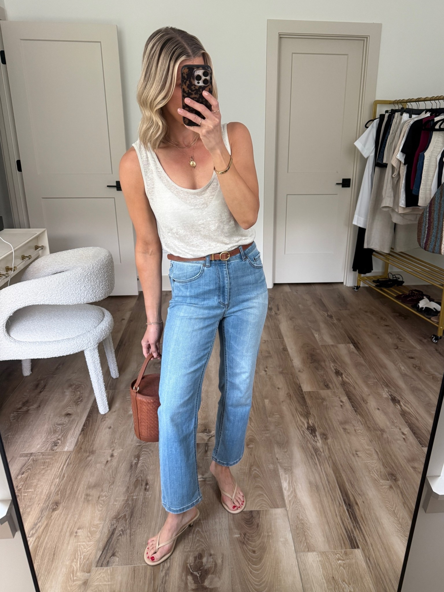 Wearing small linen tank, small bralette (should have went medium), 4 jeans, small belt, heels tts

#LTKOver40 #LTKgrwm #LTKootd