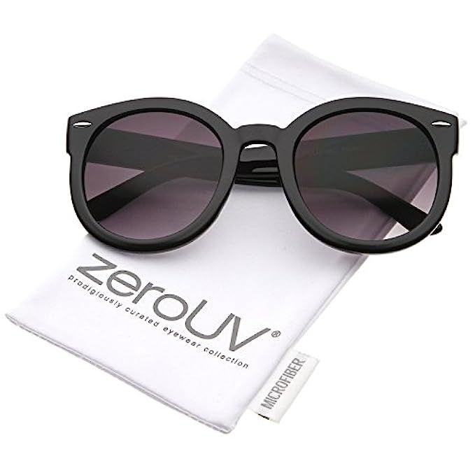 zeroUV - Womens Retro Oversized Round Sunglasses with Colored Mirror and Neutral Lens 53mm | Amazon (US)