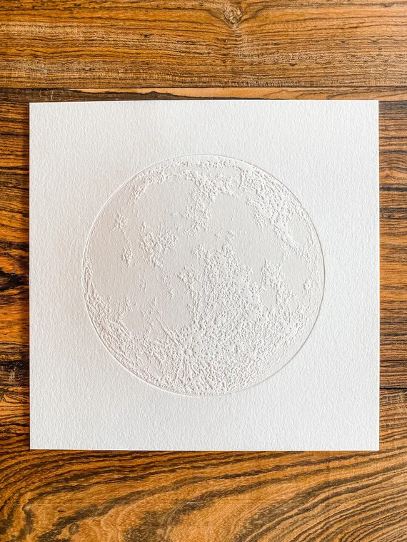 Full Moon Lunar Print - Letterpress Art 8x8 Holiday Gift | Etsy (US)