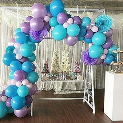 100Pcs Balloon Garland & Arch Kit for Frozen Party-100Pcs Purple Teal Blue White Latex Balloons, ... | Amazon (US)