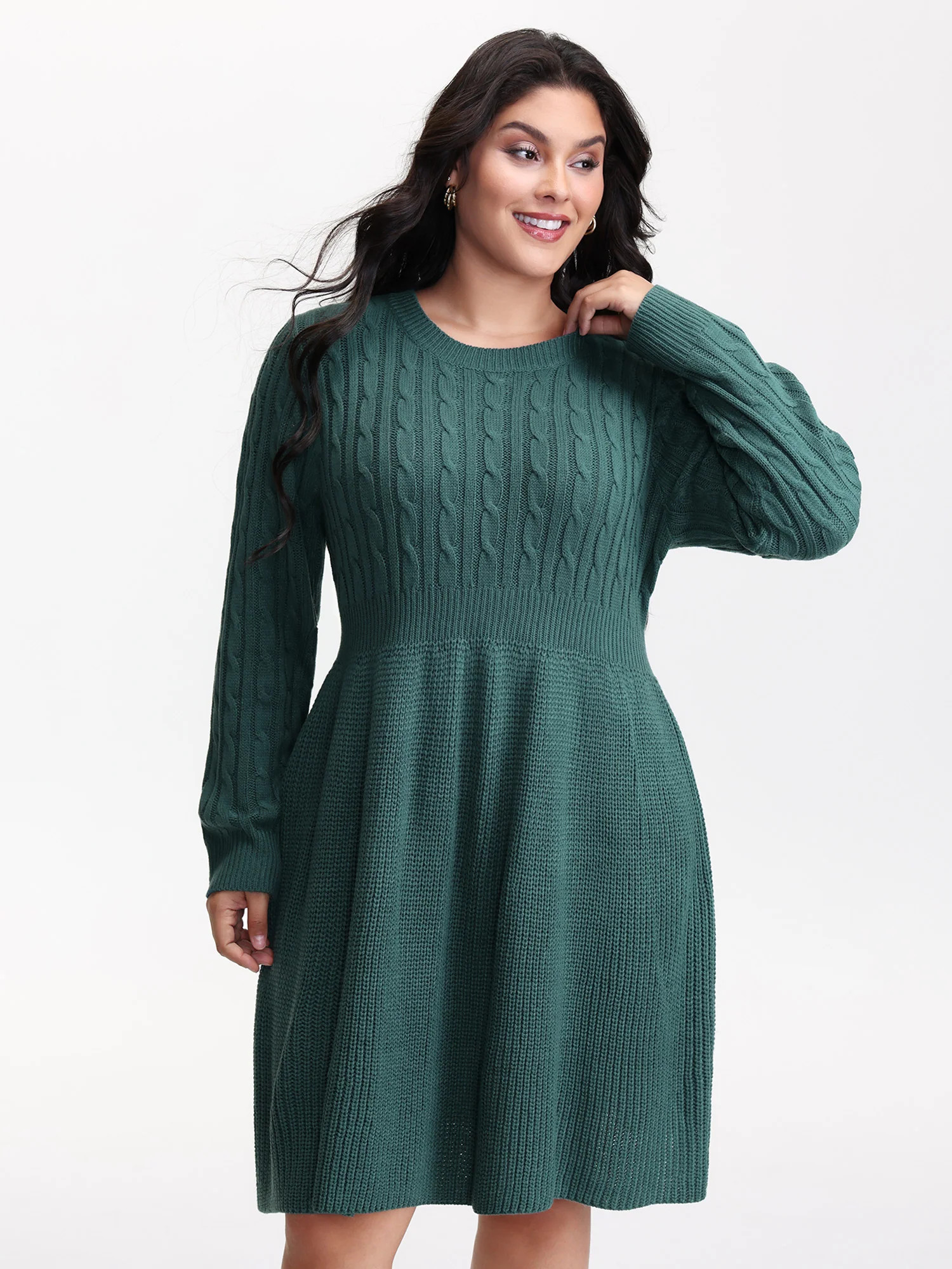 Back Cut Out Bows Cable Knit Sweater Dress | Bloomchic