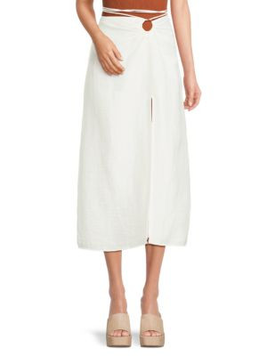 Nell Linen Blend Wrap Midi Skirt | Saks Fifth Avenue OFF 5TH