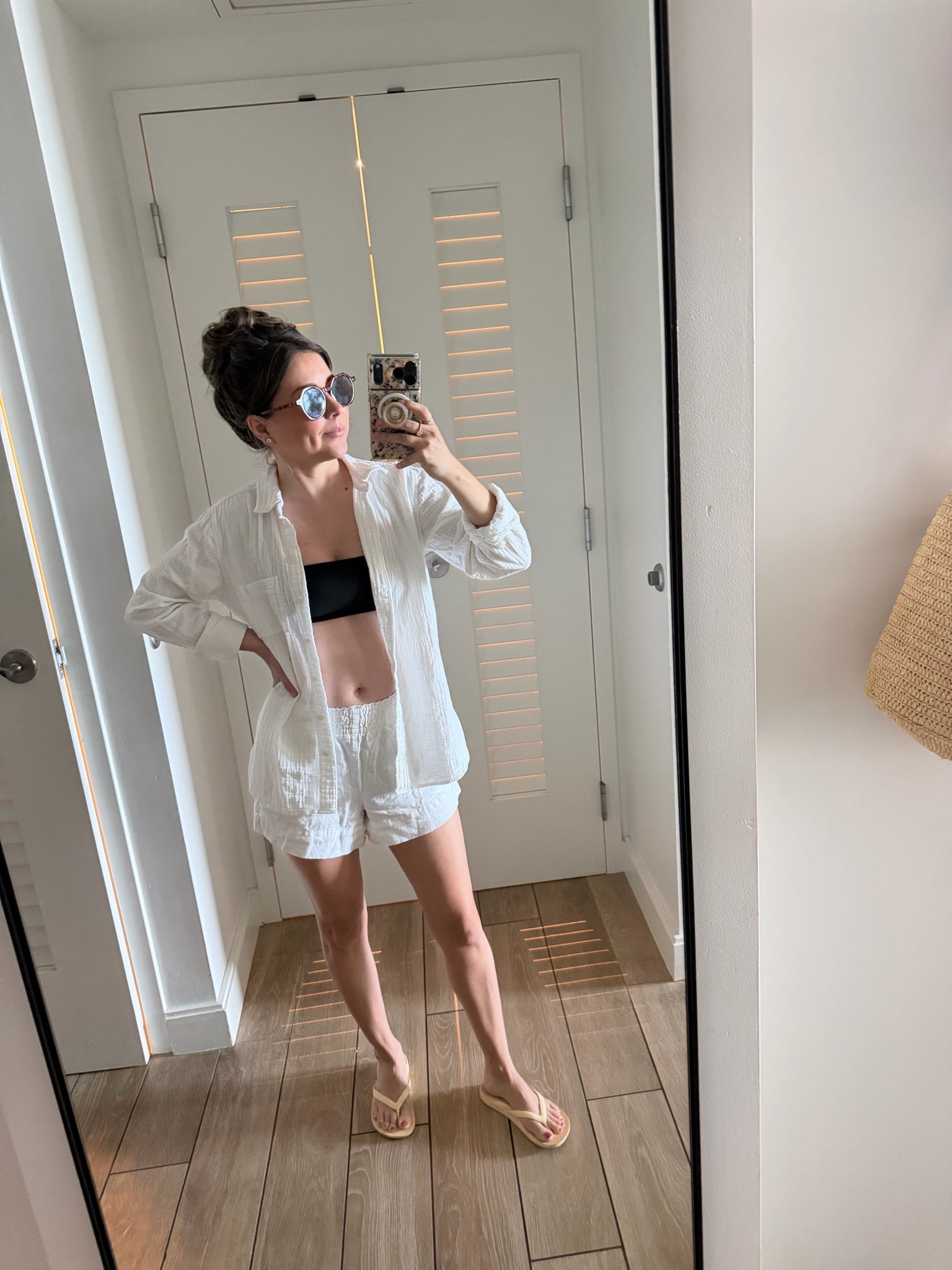 My go to swim cover up set for vacations I love the versatility of a gauze button down (small) with gauze shorts (xs) swimsuit xs best arch support sandals tts)

#LTKootd #LTKSwim #LTKPetite