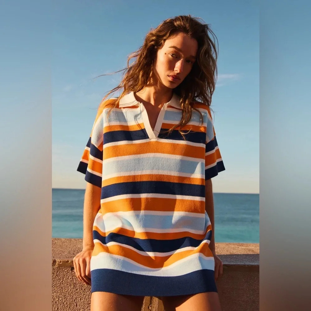 ZARA STRIPED KNIT POLO DRESS | Poshmark