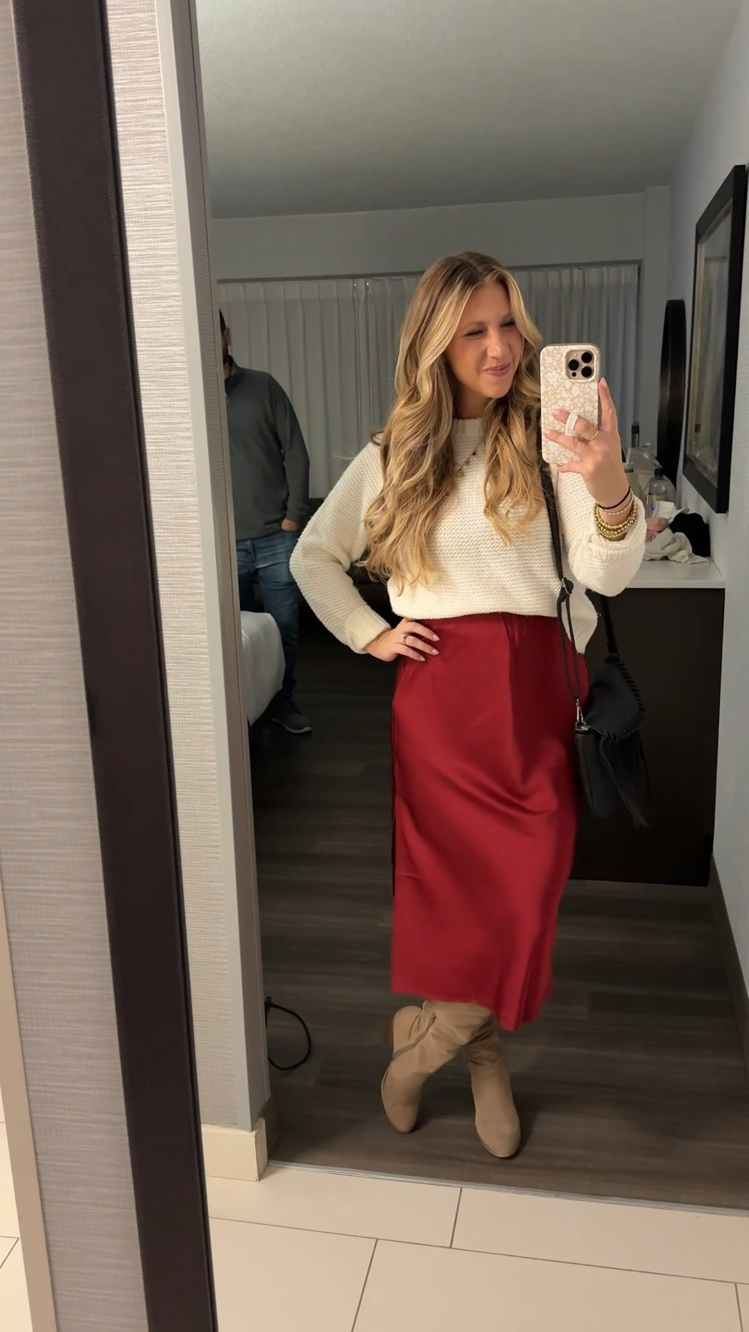 The perfect fit for Christmas mass or any Holiday party!

Skirt - Medium
Sweater - small
Boots - 7.5

#holidayoutfit #christmasoutfit #christmasskirt #redskirt 

#LTKWedding #LTKootd #LTKHoliday