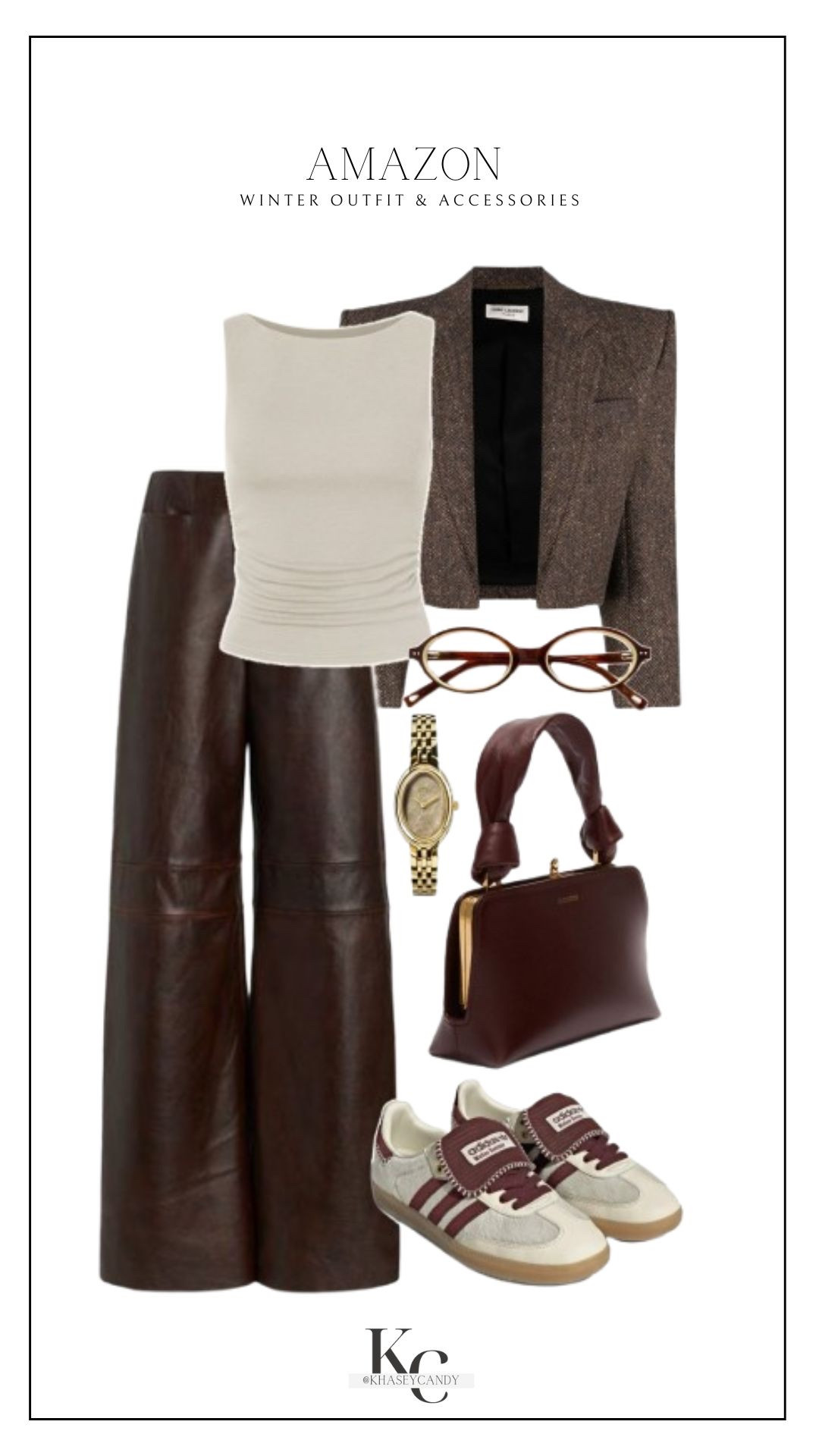 Elegant and elevated office outfit for fall and winter

brown outfit, cropped blazer, leather pants, adidas samba sneakers, tote bag, miu miu inspired glasses 

#LTKootd #LTKSaleAlert #LTKWorkwear